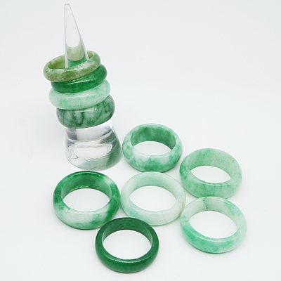 Ten Apple Green Jade Rings, Modern