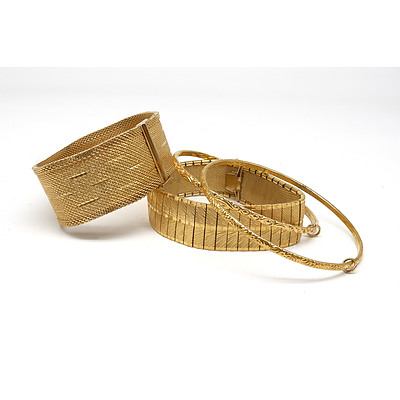 Four Gold Plated Bracelets, Two German