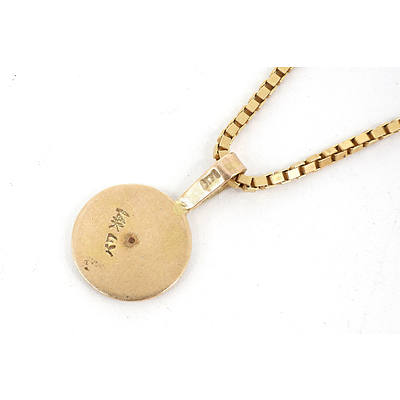 18ct Yellow Gold Box Chain with 14ct Yellow Gold Pendant with Chinese Character
