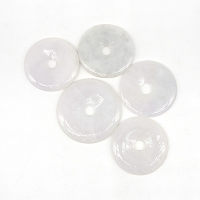 Five White Jade or Hardstone Discs, Modern