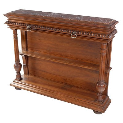 French Walnut and Marble Top Pier Cabinet, Late 19th/Early 20th Century
