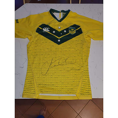 Australian Kangaroos Players T-shirt - signed by James Tedesco