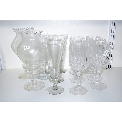 Various Glassware, Including Pair of Candle Lanterns