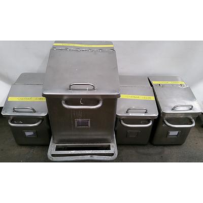 Stainless Steel Food Bins - Lot of Four