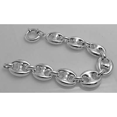 Italian Sterling Silver Large Gucci Style Link Bracelet