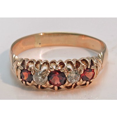 Antique Australian Ring - Garnet & Diamond