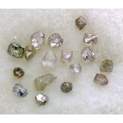 Collection Of 16 Natural Diamond Crystals, With One Old Mine Cut