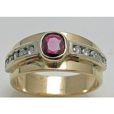 Ruby & Diamond Ring - 9ct Gold