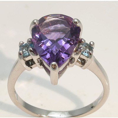 Sterling Silver Amethyst And Blue Topaz Ring