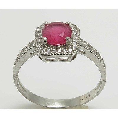Sterling Silver Ring: Ruby Red Cz