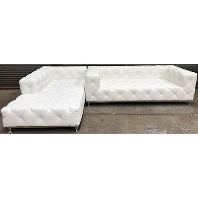 White Faux Leather Lounge Suite