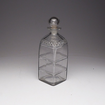 Antique Glass Square Decanter with Hobnail Grip
