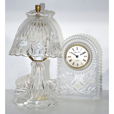 Glass Night Lamp and Crystal and Quartz Clock