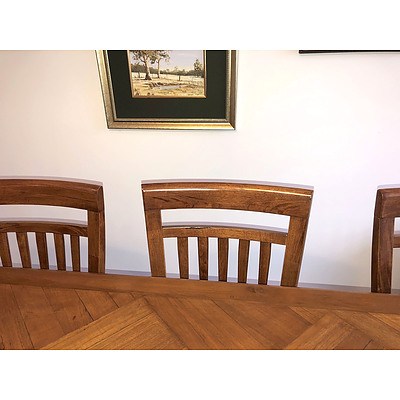 Set of Eight 'Diamond Creek Furniture Collection' Solid Ash Provencal Style Slat Back Dining Chairs ONLY
