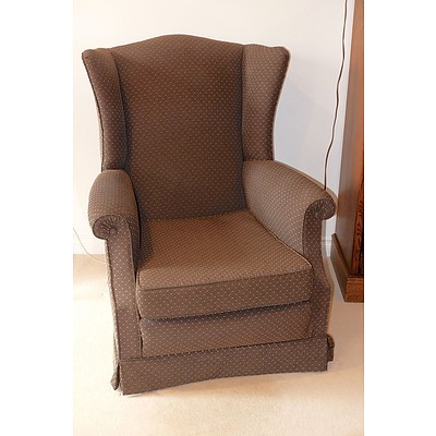 Contemporary Classic Style Wingback Armchair Recently Upholstered