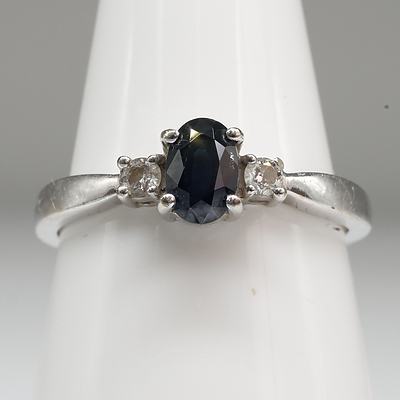 9ct White Gold Sapphire and Diamond Ring 