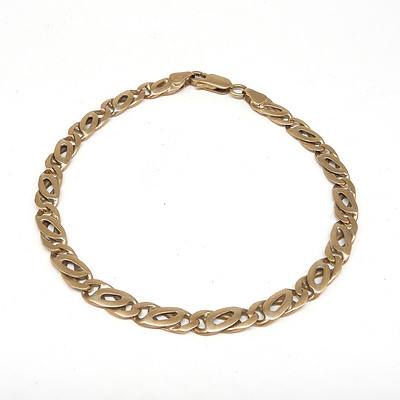 9ct Yellow Gold Fancy Curb Link Bracelet, 9g