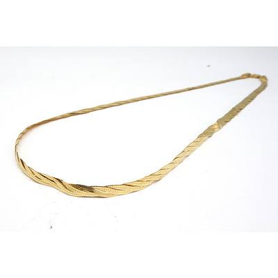 9ct Yellow Gold Twisted Snake Necklet, 6g