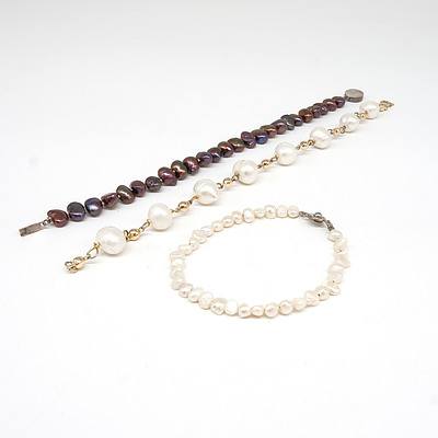 Three Bracelets of Dyed Freshwater Pearls