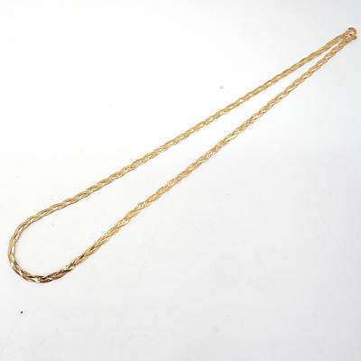 9ct Yellow Gold Plaited Snake Necklet, 3.4g