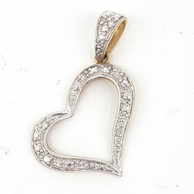 9ct Yellow Gold Heart Pendant with Eight Single Cut Diamonds