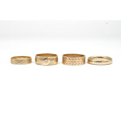 Four 9ct Yellow Gold Rings, 14g