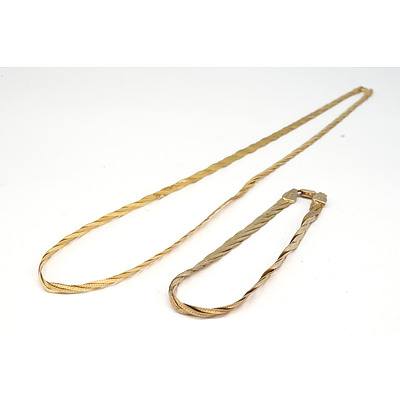 Italian 9ct Yellow Gold Necklet and Matching Bracelet, 7g