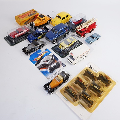 Quantity of 16 Die Cast Scale Model Cars Including Lamborghini Miura and Mini Cooper