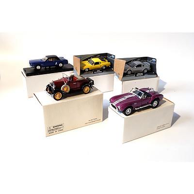 Five Scale Model Cars in Boxes Including Two Models by Welly
