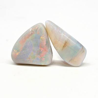 Two Solid White Lighting Ridge Opals, 8.20ct and 4.30ct
