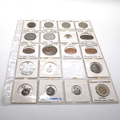 Three Sheets of Medallions and Tokens, Including 1988 Aussie Expo, 1991 Superstars of League Andrew Ettingshausen Token and More