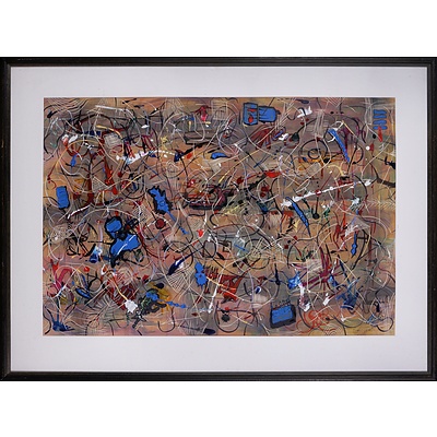 Abstract Composition, Mixed Media on Paper, Signed Russell Reed '89