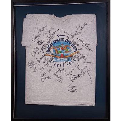 Framed Autographed T Shirt Australian Swimming Championships 1996