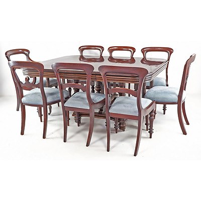 Victorian Mahogany Extension Dining Table with Eight Victorian Mahogany Chairs Including One Carver, 19th Century