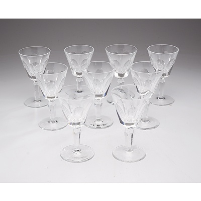 Nine Waterford Crystal Sherry Glasses, Etched Waterford Marks