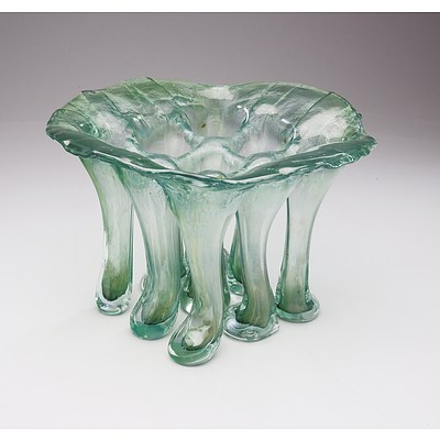 Impressive Peter Crisp Studio Art Glass Nine Footed Vase