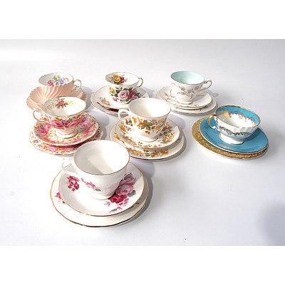 Seven English Porcelain Trios Including Royal Albert, Aynsley and Queens