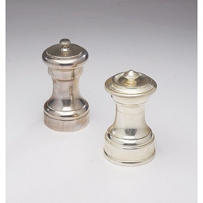 Two Silver Pepper Grinders, One Marked Empire Sterling