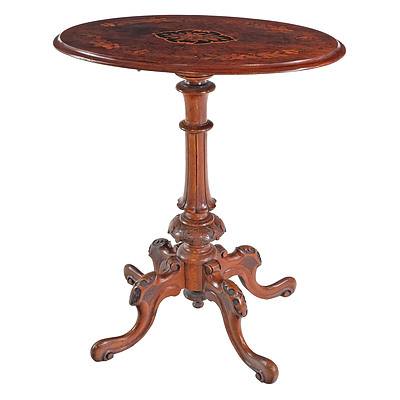 Good Late Victorian Marquetry Inlaid Walnut Wine or Lamp Table Circa 1880
