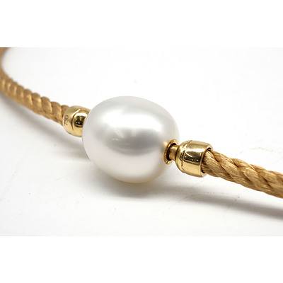 18ct Yellow Gold Twisted Rope Paspaley Necklet with Pure White Very High Lustre Paspaley Pearl