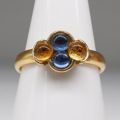 22ct Yellow Gold Ring with Sapphire and Citrine