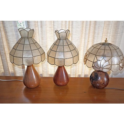 Three Turned Australian Hardwood Table Lamps