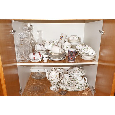 Cupboard Contents, Including Wedgwood Dinner Service and Crystal Decanters 