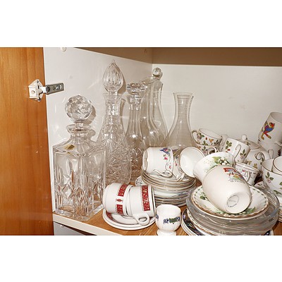 Cupboard Contents, Including Wedgwood Dinner Service and Crystal Decanters 
