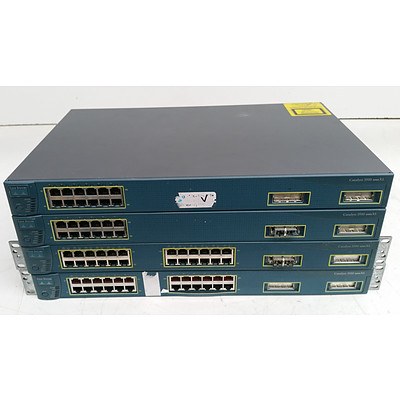 Cisco Catalyst WS-C3524-XL-EN & WS-C3512-XL-EN Fast Ethernet Switches - Lot of Four