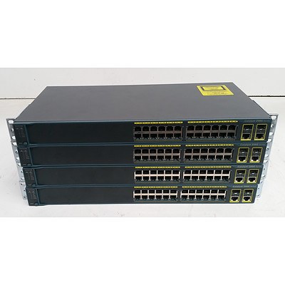 Cisco Catalyst (WS-C2960-24TC-L V05) 2960 Series 24-Port Fast Ethernet Switches - Lot of Four