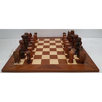 Chess Board With Tribal Pieces