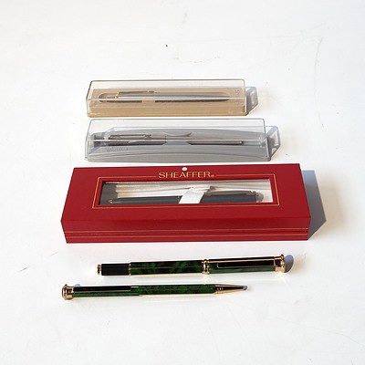 Five Ball Point Pens Including Sheaffer and Parker