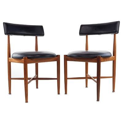Four G Plan Teak and and Black Vinyl Upholstered Fresco Dining Chairs