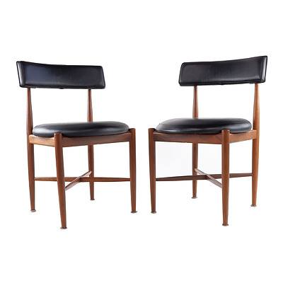 Four G Plan Teak and and Black Vinyl Upholstered Fresco Dining Chairs
